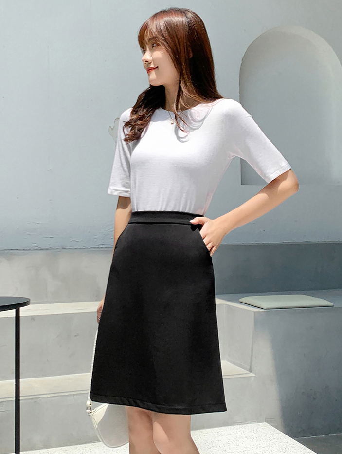 Chân váy công sở thời trang chân váy chữ a lưng cao có túi chéo