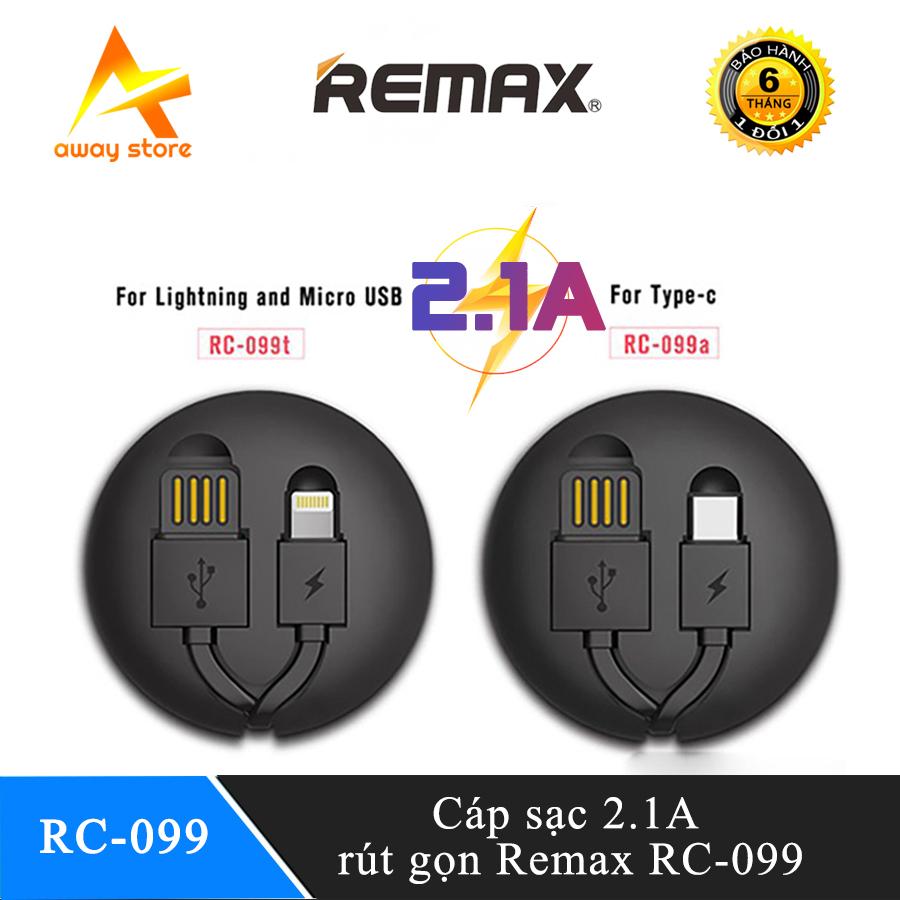 Cáp sạc thông minh Remax RC-099 2.1A rút gọn, sợi cáp biến hình từ hộp phấn trang điểm, có khả năng thay đổi độ dài tùy vào nhu cầu sử dụng và đặc biệt khả năng sử dụng cho cả thiết bị dùng cổng Lightning lẫn Micro USB
