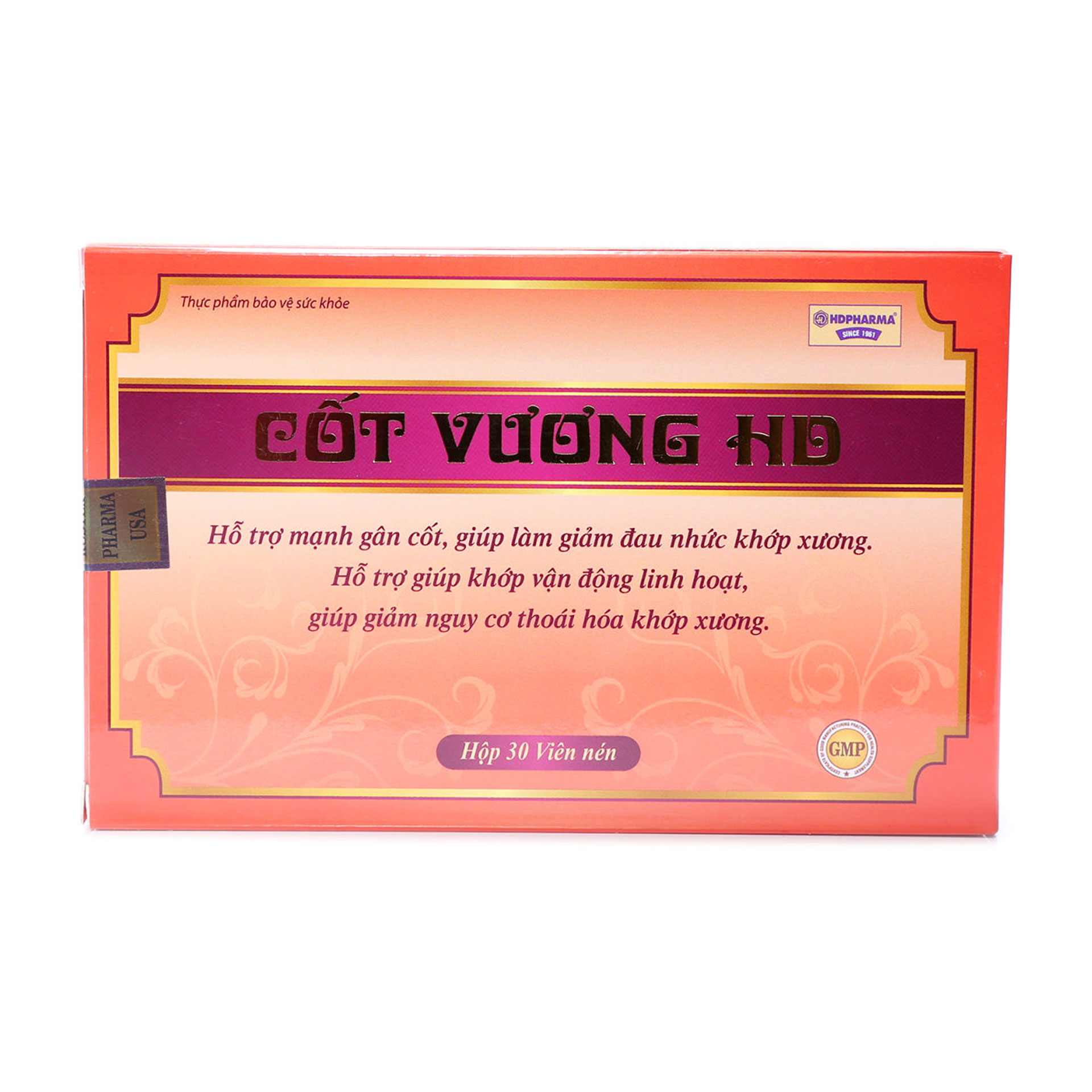 Cốt Vương HD thảo dược giảm đau nhức xương khớp, giảm thoái hóa khớp, mạnh gân cốt - Hộp 30 viên