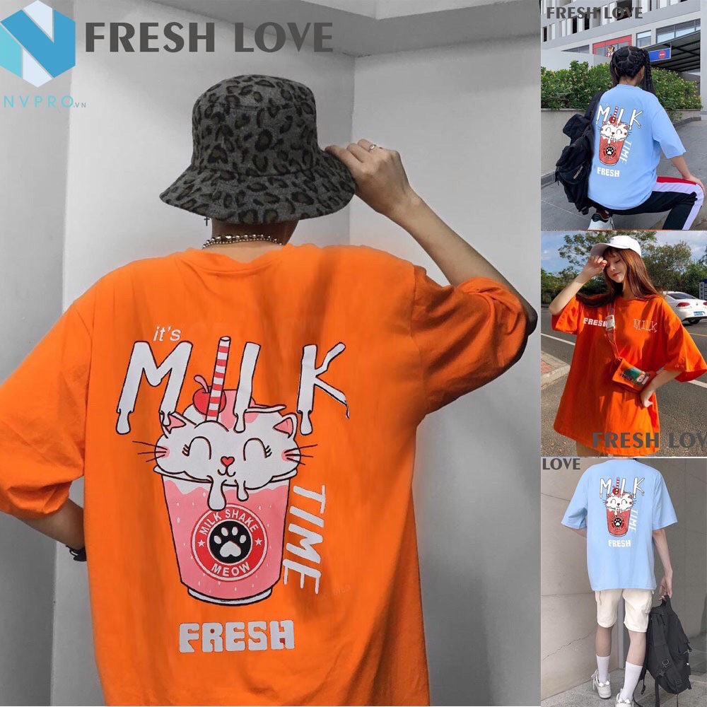 Áo Thun Tay Lỡ Nam Nữ Unisex MILK Ngọt Ngào -  Áo Thun Phông Rộng Thời Trang Nam Nữ Bắt Trent