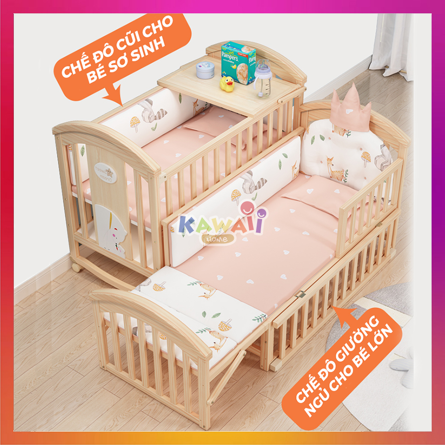 Baby Crib, Multi-function baby cot that can be paired with parents bed and