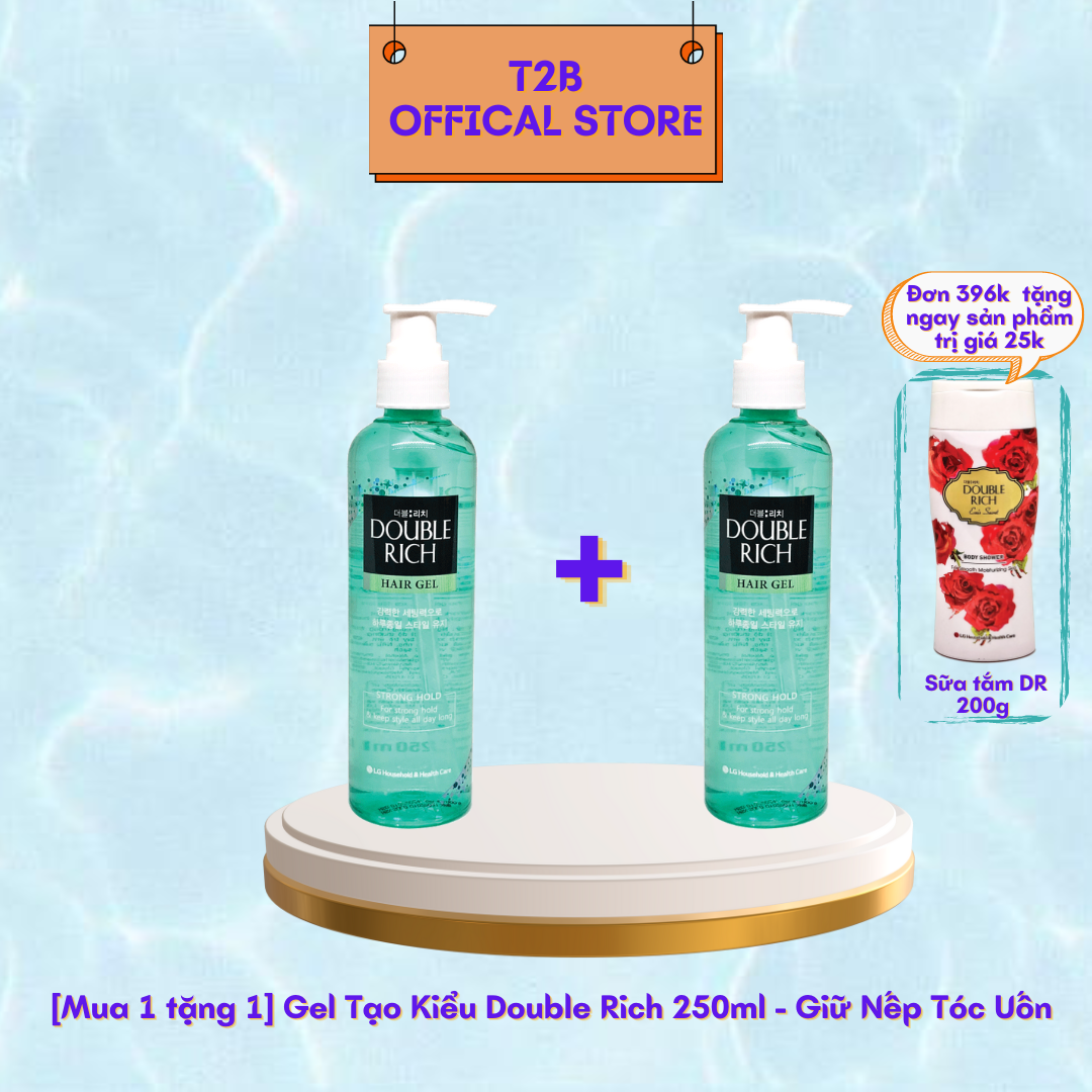 Combo gel hard tạo kiểu double rich 250ml - giữ nếp tóc uốn