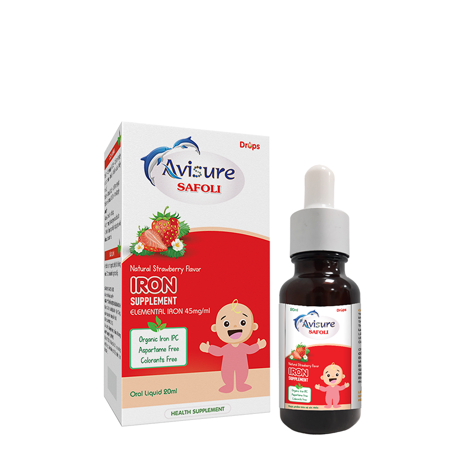 Sắt Avisure Safoli Drops hữu cơ dành cho bé 20ml bổ sung sắt cho bé dự phòng thiếu máu thiếu sắt