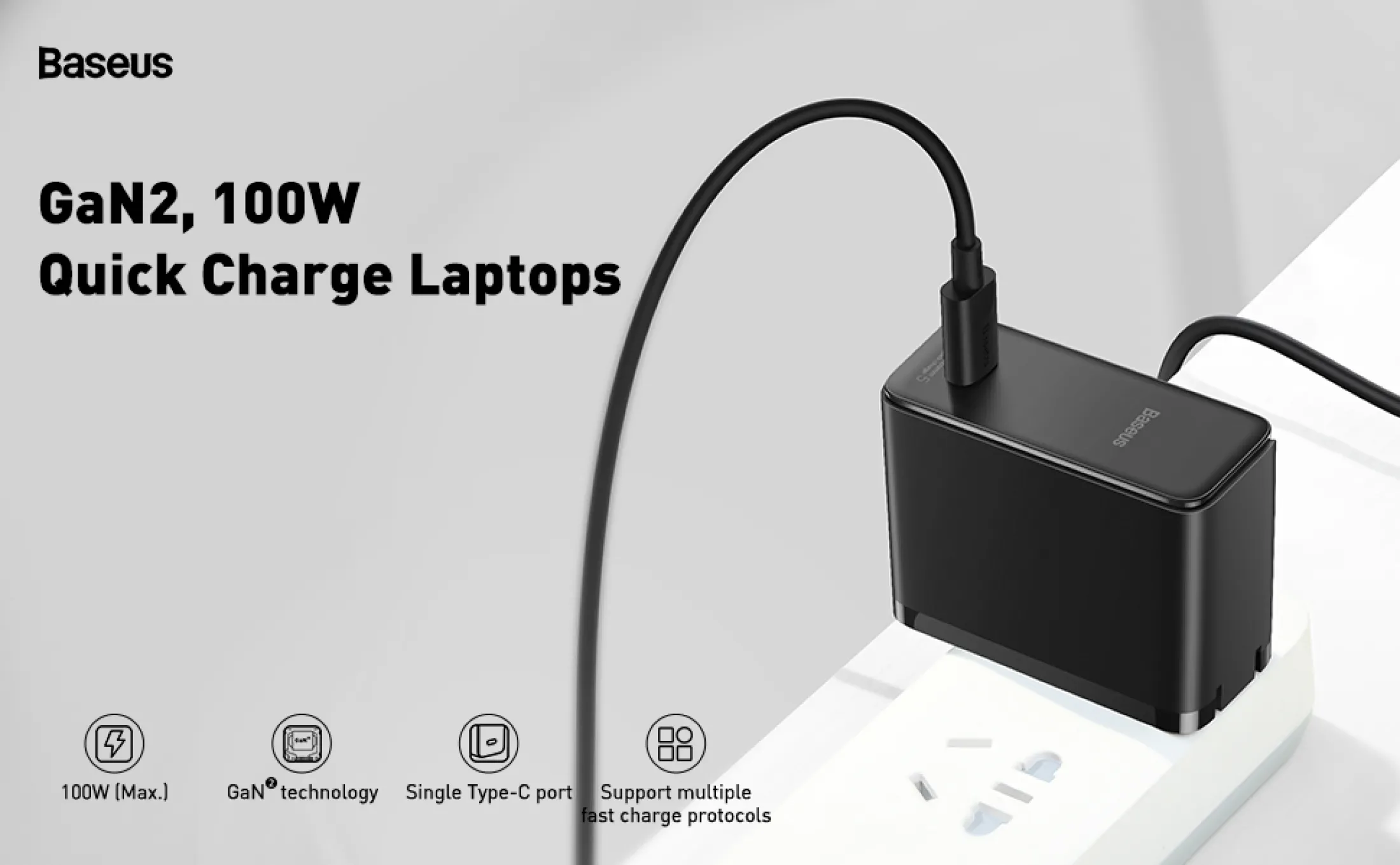 Củ sạc Baseus 100W GaN2 thiết kế nhỏ gọn