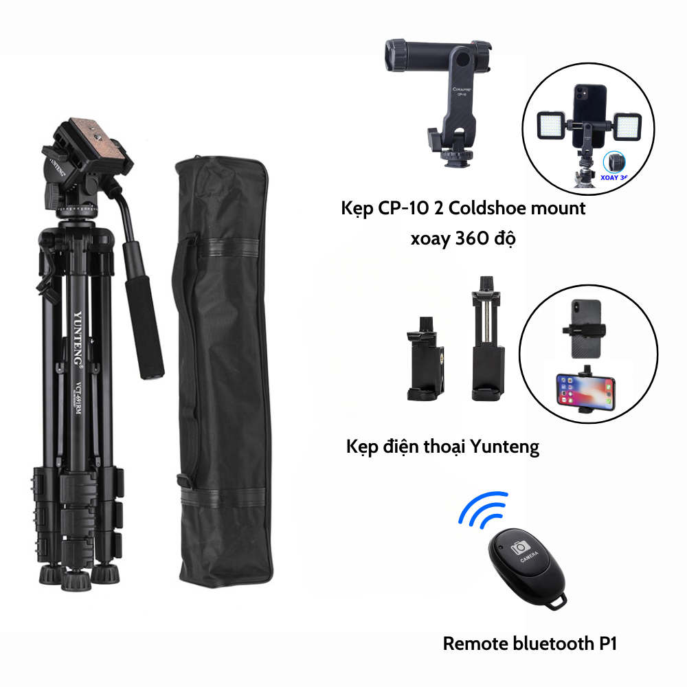 Tripod máy ảnh, điện thoại yunteng vct-691
