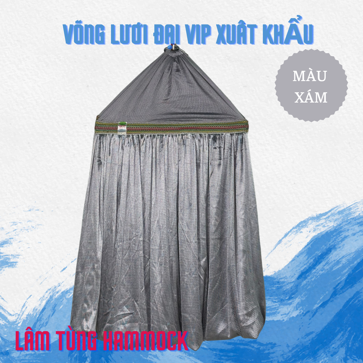 Lưới võng cao cấp 2 lớp Đại Vip cán thép 60cm, khổ lưới siêu rộng,-siêu dày, kích thước 150x240cm, khoen lớn, loại siêu đẹp