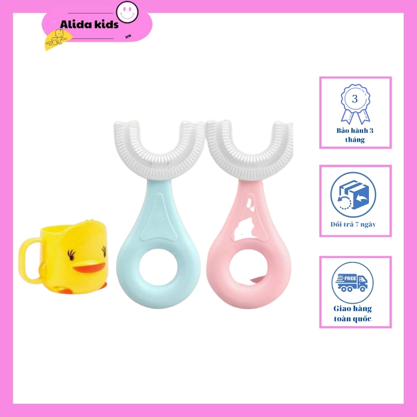 [FREESHIP] Bàn Chải ,gặm nướu silicon mềm chữ U ALIDA KIDS cho bé từ 2 đến 12 tuổi
