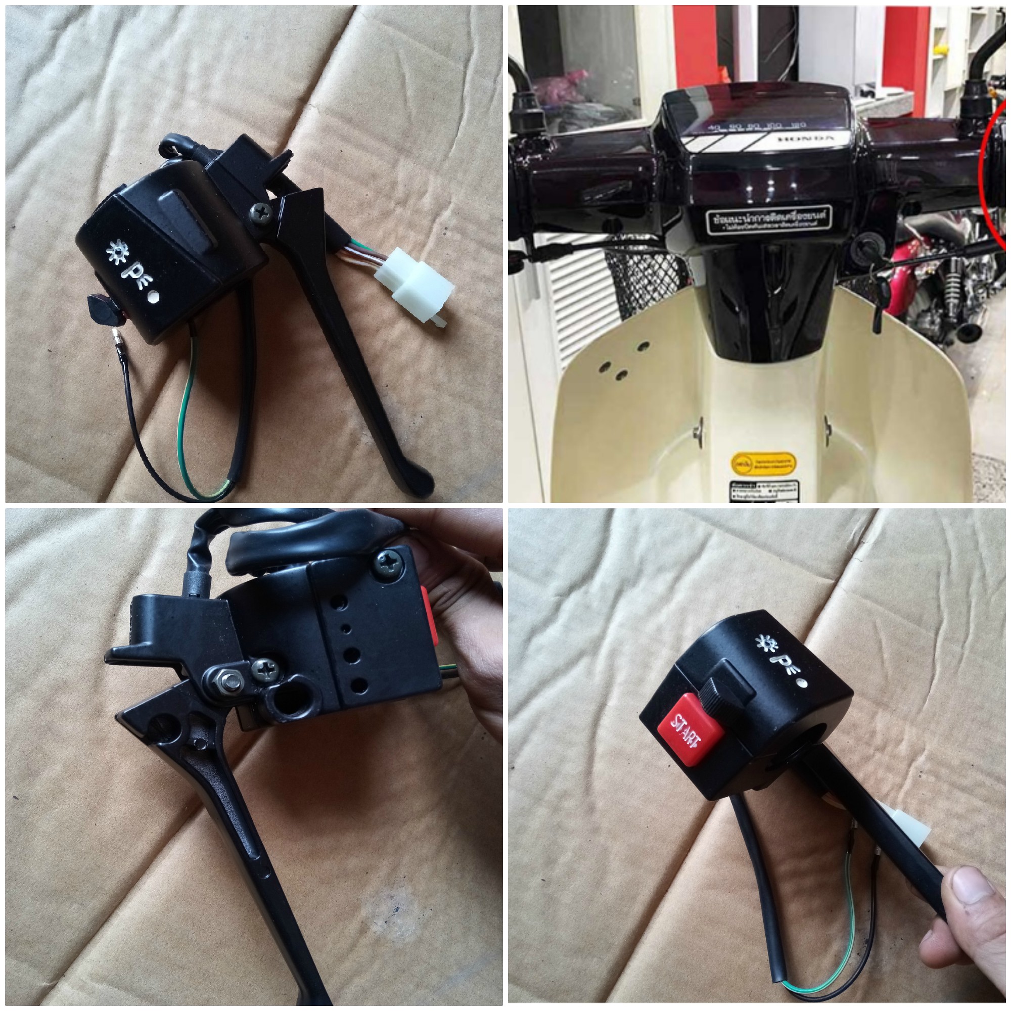 Cụm công tắc honda Dream bên phải ( có tay phanh + nút đề)