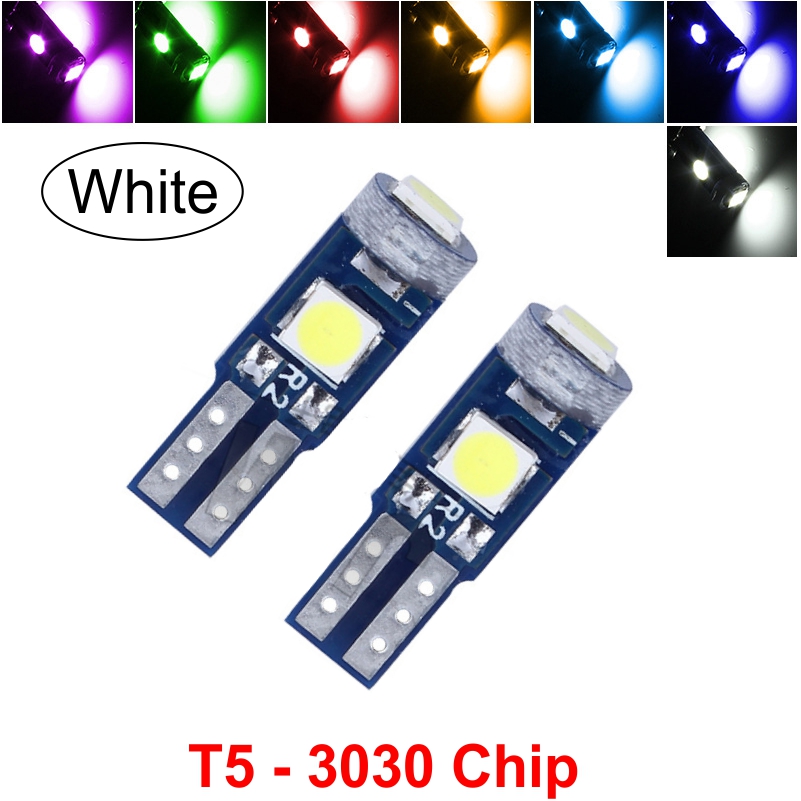 [HCM]Combo 2 cái đèn led chân T5 chip 3030-3SMD dùng cho đèn báo số đèn nền đồng hồ đèn taplo nội thất Ô tô xe máy (sáng trắng)