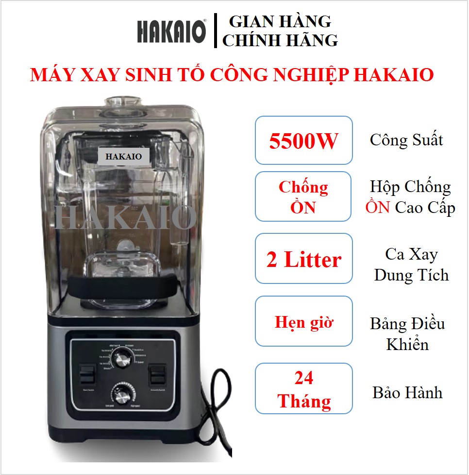 Máy xay công nghiệp 5500W HAKAIO bảo hành 24 tháng xay đá,rau má, sinh tố, ngũ cốc, kem tuyết