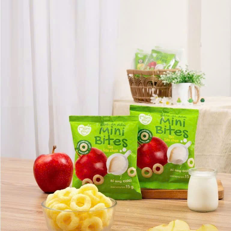 Bánh ăn dặm cho bé Mini Bites Mămmy đủ vị, bổ sung canxi hỗ trợ tập nhai cho bé từ 6 tháng, gói 15g
