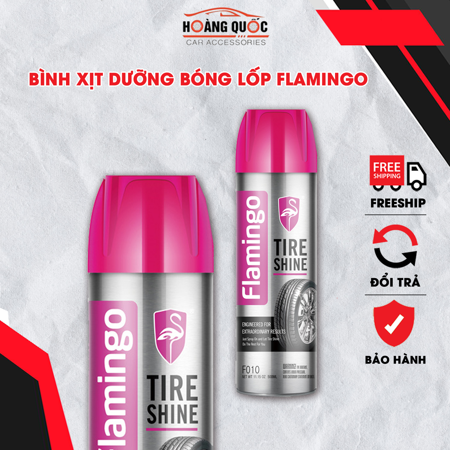 Bình Xịt Dưỡng Bóng Vỏ Lốp Ô Tô, Phục Hồi Nhựa Đen Lốp Xe Hơi FLAMINGO F010 500Ml