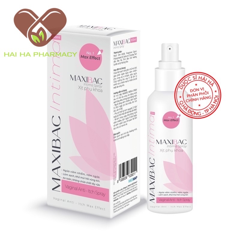 Dung dịch vệ sinh phụ nữ , xịt phụ khoa- maxibac intima làm sạch ngừa viêm nhiễm nấm ngứa,lộ tuyến, khử mùi