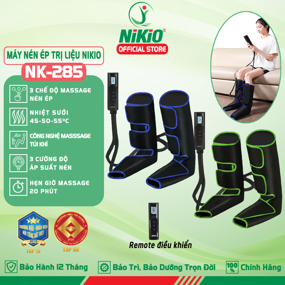 Máy nén ép trị liệu suy giãn tĩnh mạch, massage bắp chân và bàn chân Nikio NK-285 - Giảm đau nhúc và tê chân