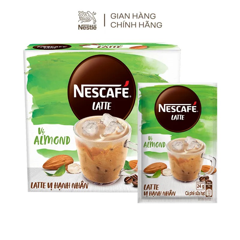 Combo 2 hộp cà phê sữa hạt nescafé latte vị hạnh nhân bao bì mới