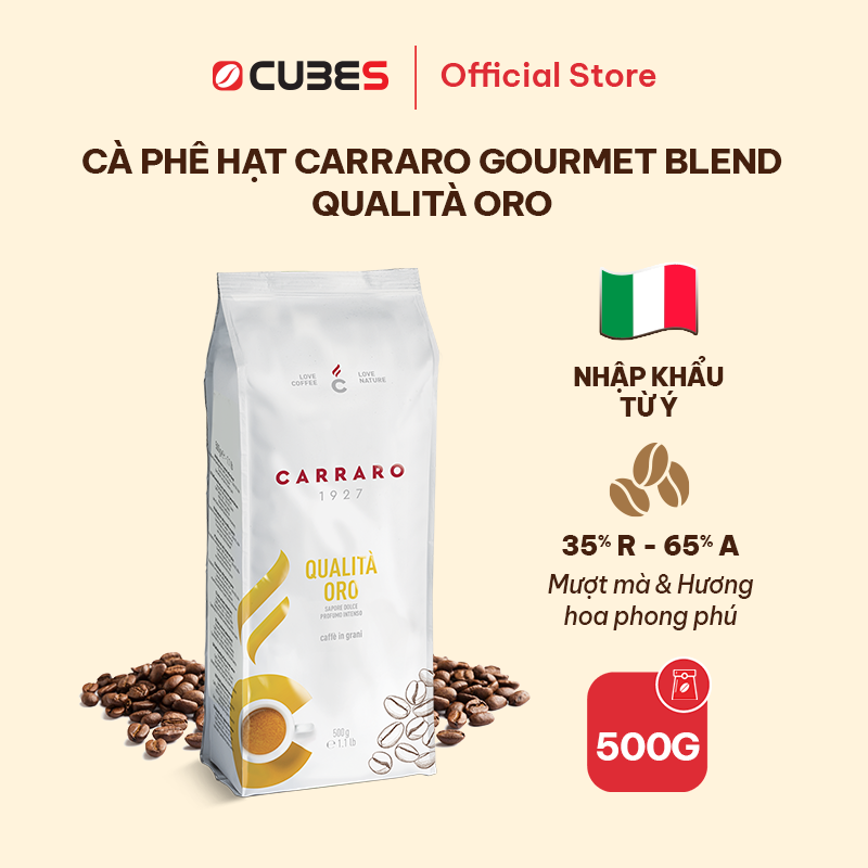 Cà phê hạt Carraro Gourmet Blend - 500g - Nhập khẩu chính hãng từ Ý