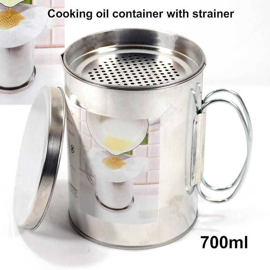 Hũ lọc dầu ăn, thực phẩm đa năng kèm lưới lọc 700ml Echo Metal Nhật Bản