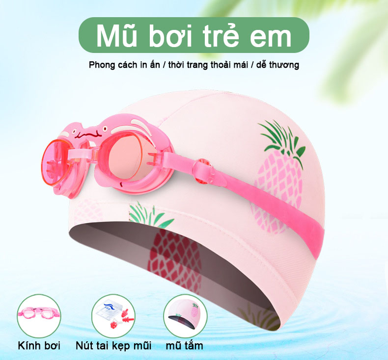 Mũ bơi trẻ em hoạt hình mẫu mới mũ bơi chất liệu thoải mái em bé mũ bơi đáng yêu mũ vải thoáng khí nhanh khô