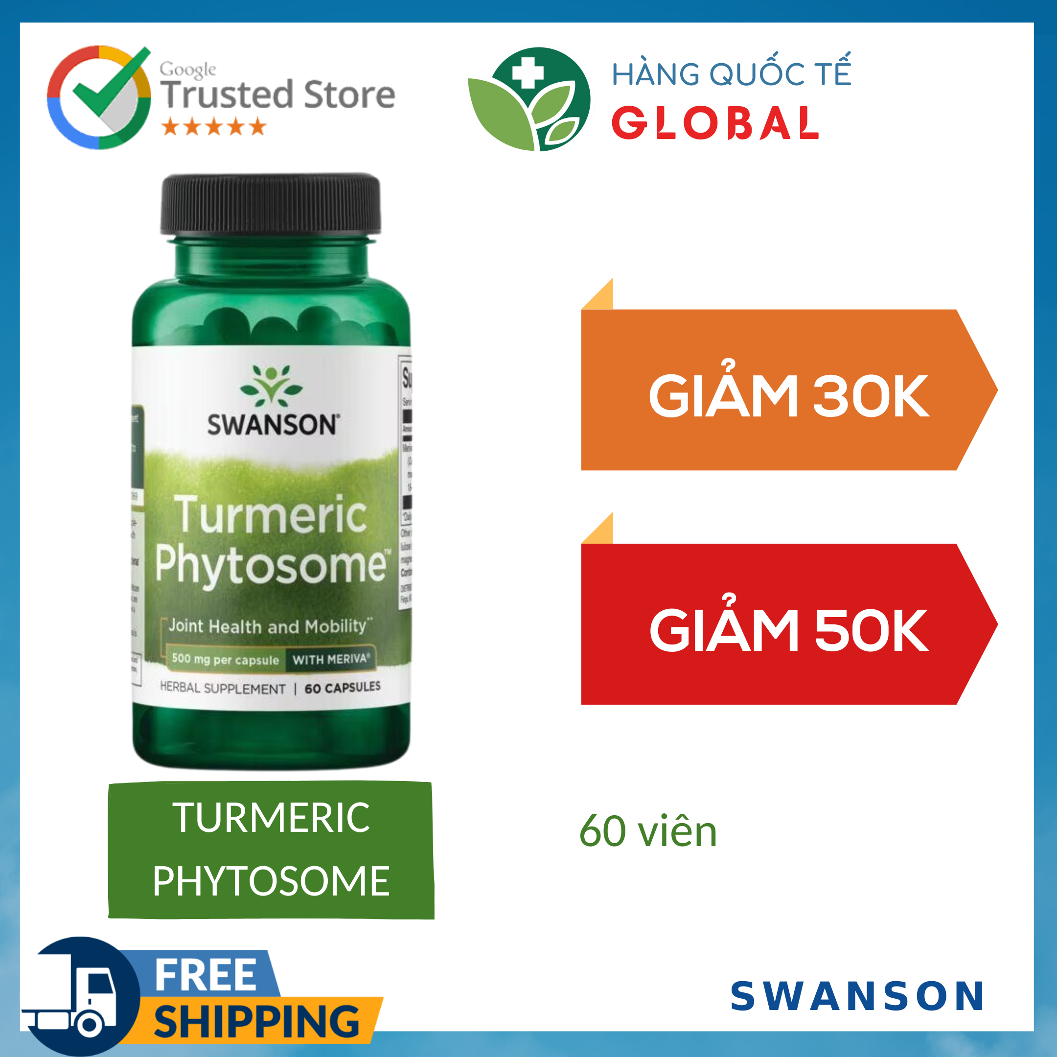 [International Product] SWANSON TURMERIC PHYTOSOME, 60 tablets, Supports joint health for adults