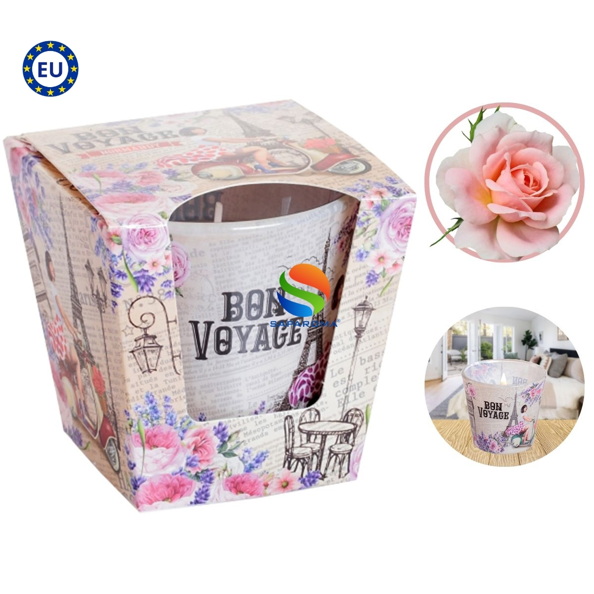 Nến thơm cao cấp thơm Bartek Candles 115g Bon Voyage - oải hương, hoa hồng, hỗ trợ khử mùi (giao mẫu ngẫu nhiên)