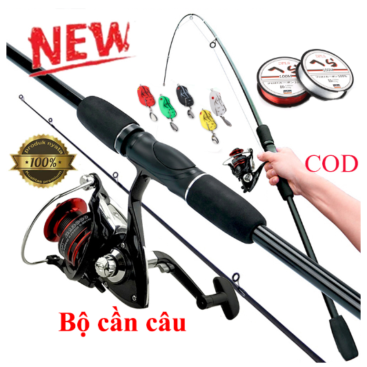 Bộ cần câu phương thức thanh toán COD 100% hậu mãi Bộ câu gồm cần câu , cuộn, dây câu , mồi nhân tạo, giá rẻ bộ đồ không