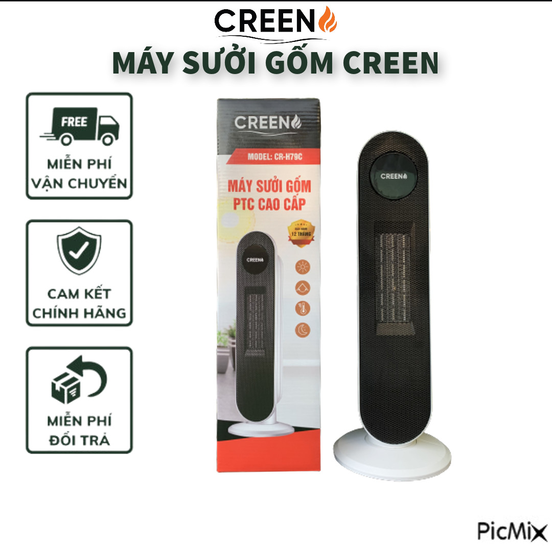 Máy sưởi gốm PTC cao cấp, máy sưởi gốm Creen bảo hành 12 tháng