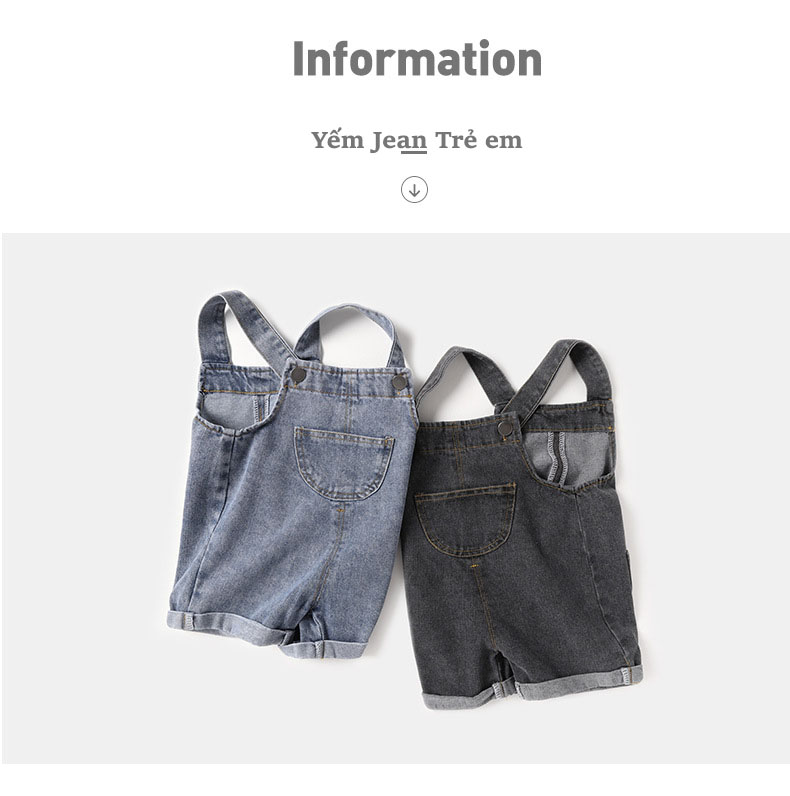 Yếm jean trẻ em gin kids store, yếm bò cho bé trai và bé gái, chất vải jean gin baby wear 2024