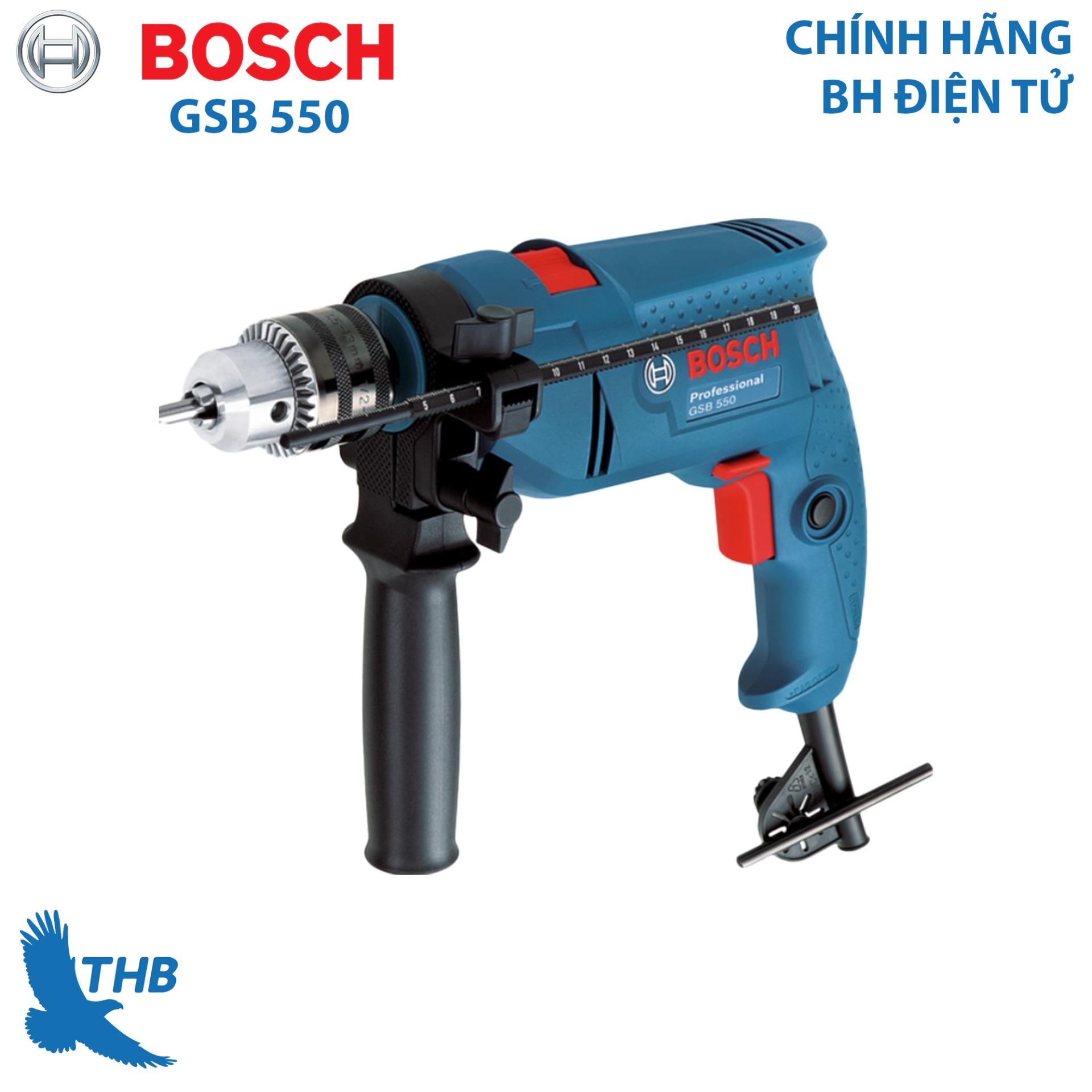 Máy khoan động lực Máy khoan gia đình Bosch GSB 550 công suất 550W mũi khoan tường tối đa 13mm - Dòng máy khoan bán chạy nhất năm 2021