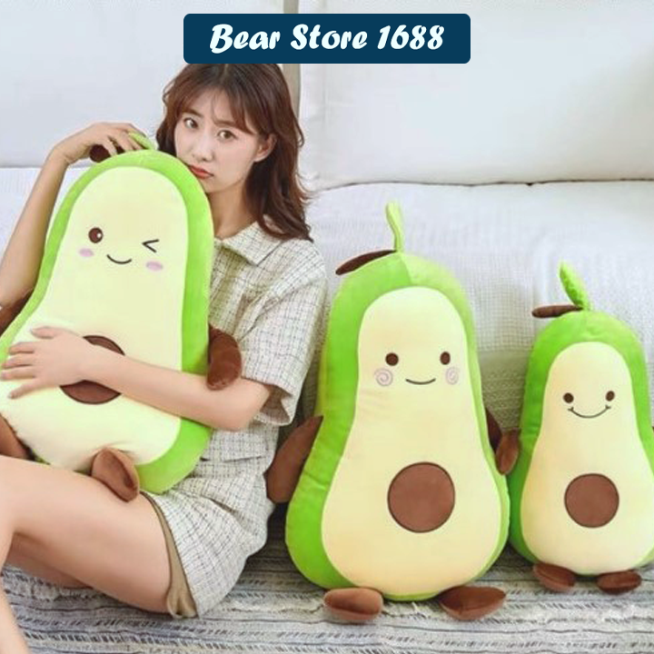 Gấu Bông Gối Ôm Quả Bơ Nhồi Bông Đáng Yêu Nghộ Nghĩnh Vải Nhung Hàn Quốc