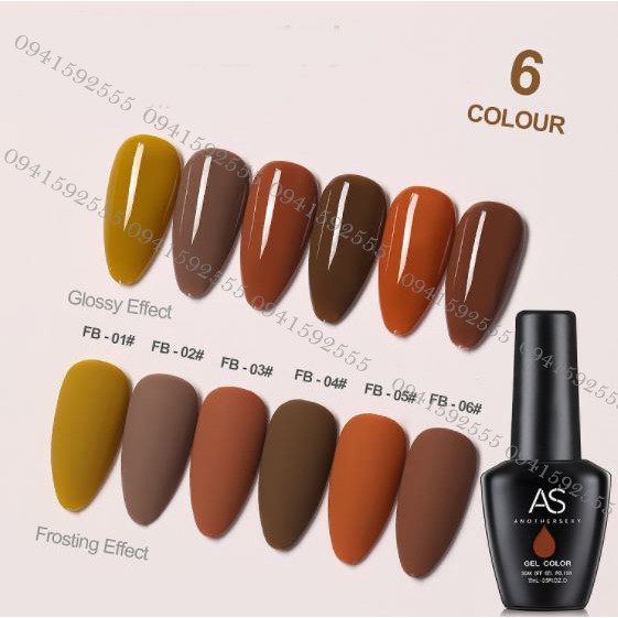 Set sơn gel as 6 màu nâu fb chai 15ml