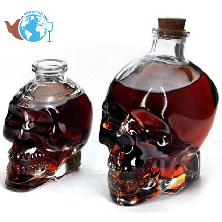 Bình thủy tinh đầu lâu 100ml nút bần -