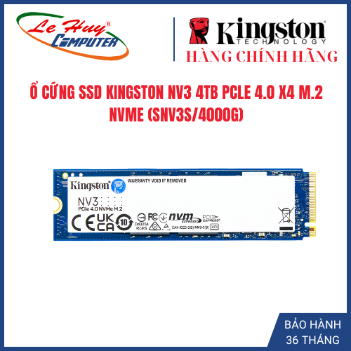 Ổ cứng SSD Kingston NV3 4TB PCIe 4.0 x4 M.2 NVMe (SNV3S/4000G) - Hàng chính hãng