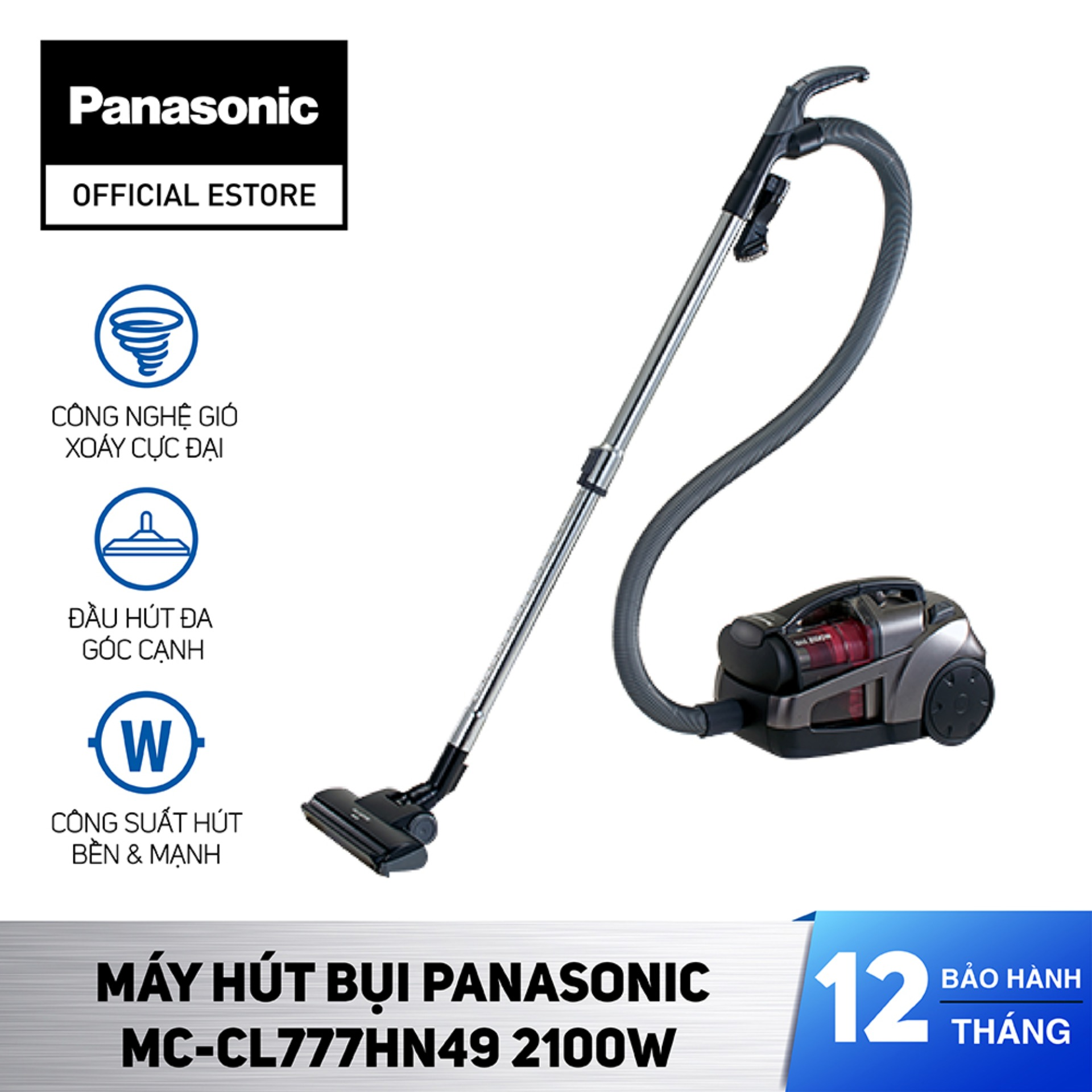 Máy hút bụi panasonic mc-cl777hn49 2100w - bảo hành 12 tháng - hàng chính hãng