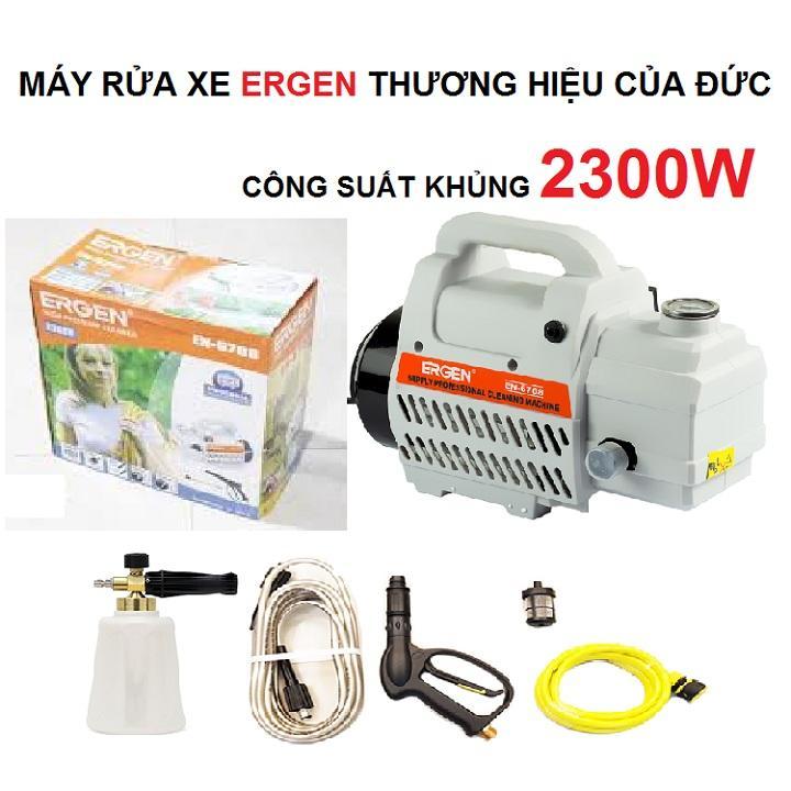 Máy bơm xịt rửa xe áp lực cao Ergen EN-6708 thương hiệu của Đức công suất khủng 2300W, hoạt động êm và khỏe
