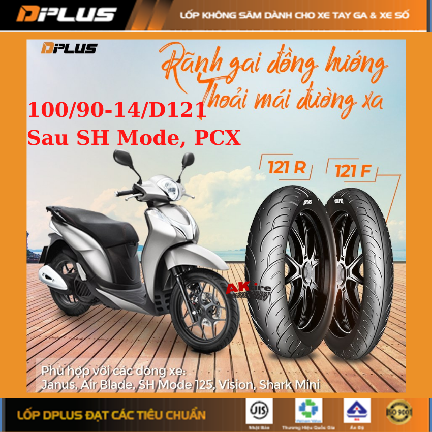 Lốp(vỏ) DPLUS 100/90-14 KHÔNG SĂM(RUỘT) Dành cho Sau Sh Mode, PCX, AirBlade, Vision CÔNG NGHỆ NHẬT
