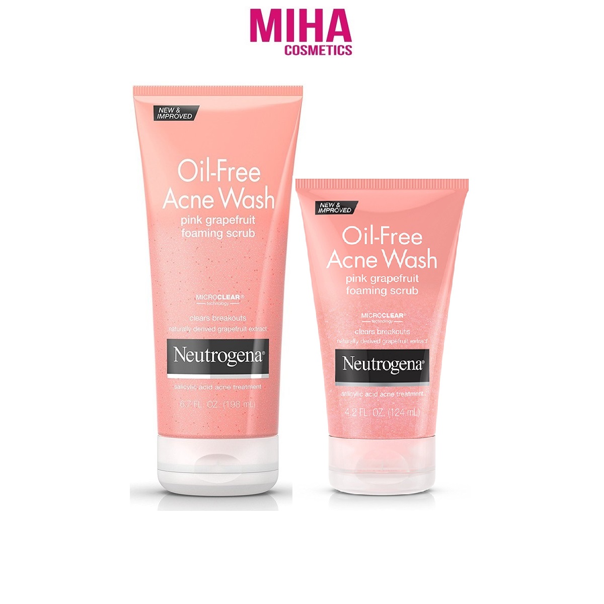 Sữa Rửa Mặt Có Hạt Giảm Nhờn Mụn Neutrogena Oil Free Acne Wash Pink Grapefruit USA