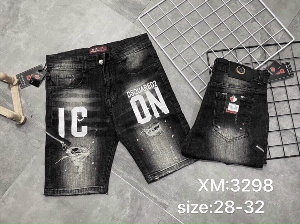 Quần short jean nam cao cấp phối chữ phong cách hợp thời trang 2021