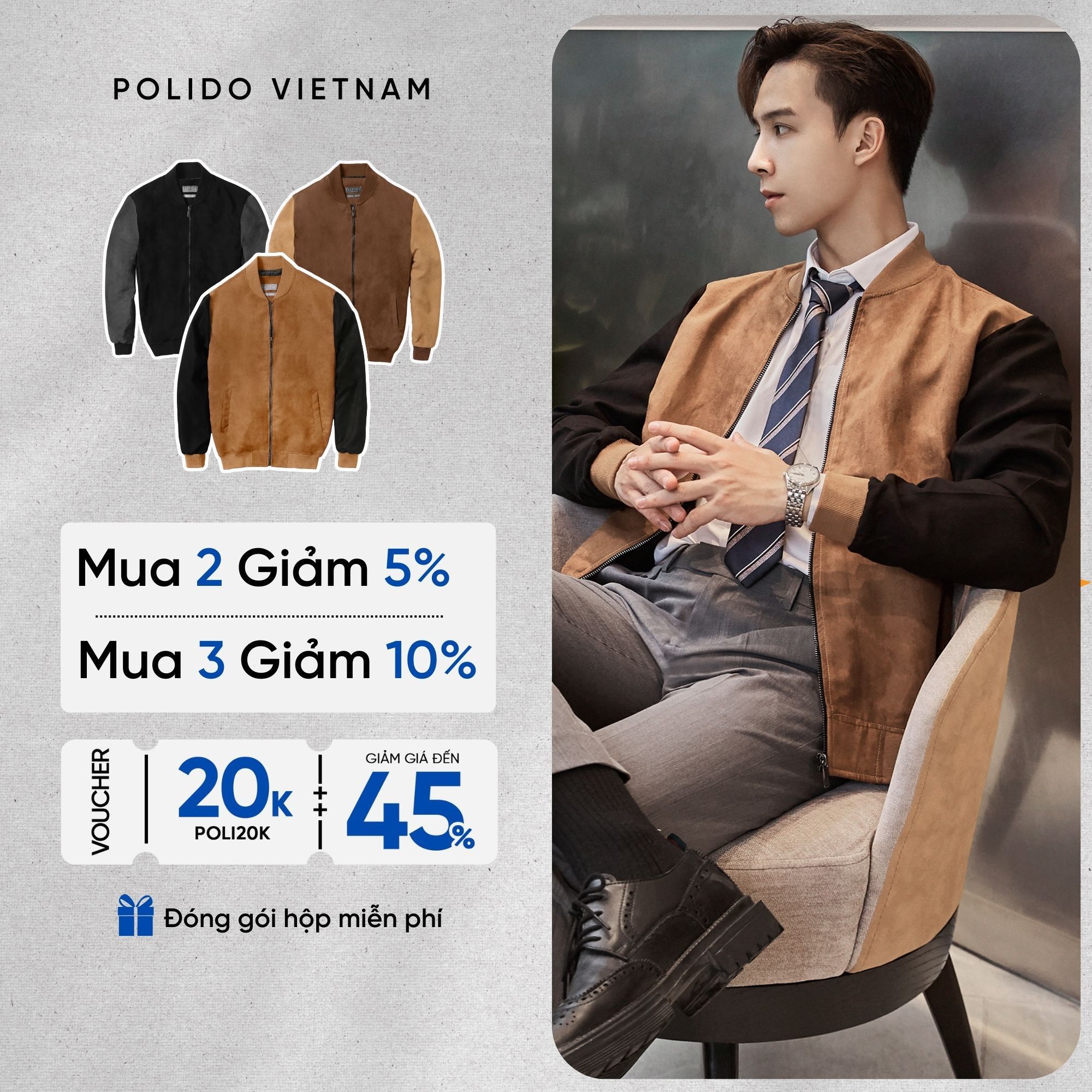 Áo Khoác Bomber Nam Phối Màu Chất Da Lộn Thời Trang