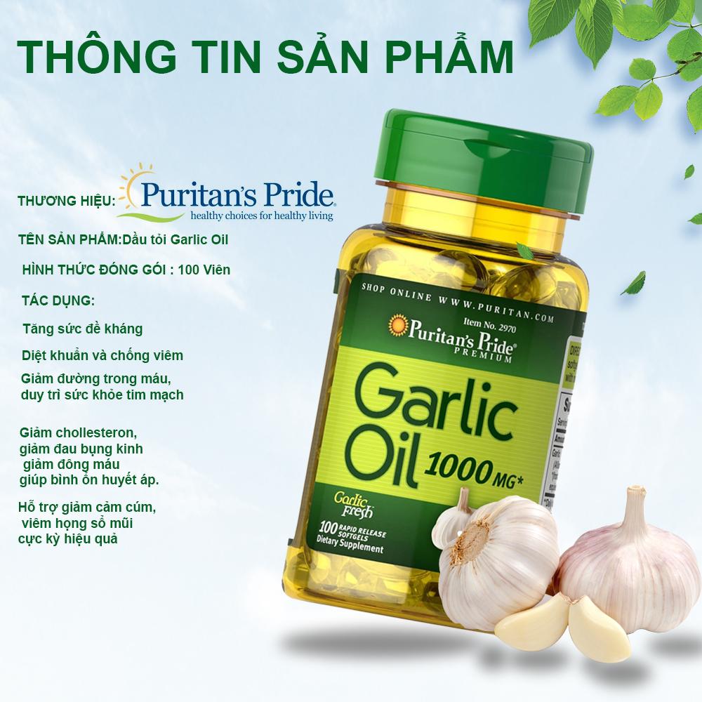 Dầu tỏi Garlic oil 1000mg của Mỹ tốt hơn 100 lần tinh dầu tỏi diep chi tăng cường hệ miễn dịch, phòng ngừa cảm cúm, giảm cholesterol, xơ vữa động mạch, Vitamin Mỹ Puritan s Pride 10 viên dùng thử 2