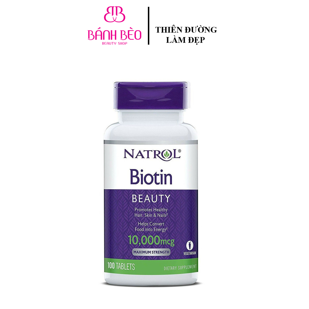 Viên uống hỗ trợ mọc tóc hạn chế tóc gãy rụng Natrol Biotin 10000 mcg