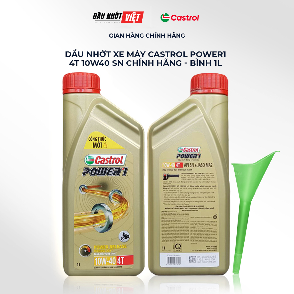 Dầu nhớt xe máy xe số castrol power1 4t 10w40 sn - chính hãng dầu nhớt việt có sỉ/ lẻ