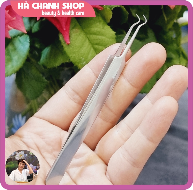 Nhíp gắp mụn đầu cong bằng thép không gỉ - Hà Chanh Shop