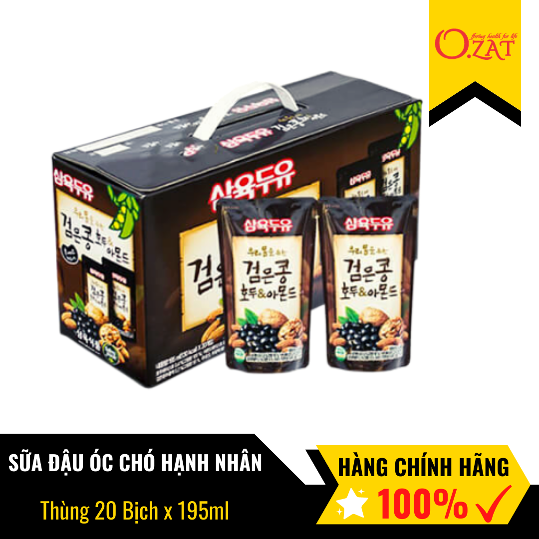 [HCM]Sữa đậu đen óc chó hạnh nhân Hàn Quốc xách 20 gói 195ml