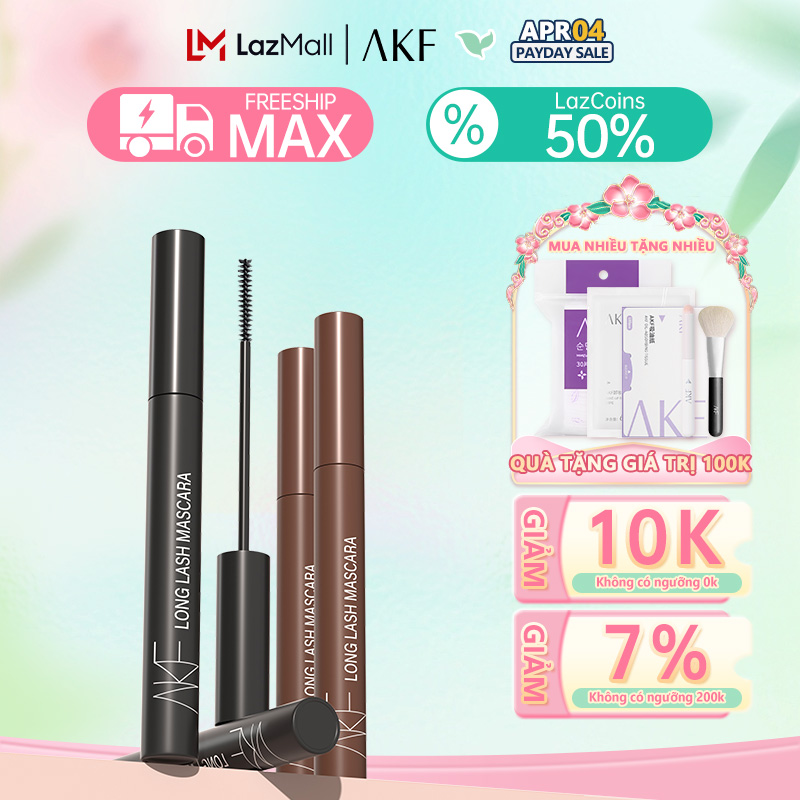 【AKF Mascara 3D Uốn Cong 36h Smudge-Proof không thấm nước bền lâu sợi điền Màu Đen Nâu 5g