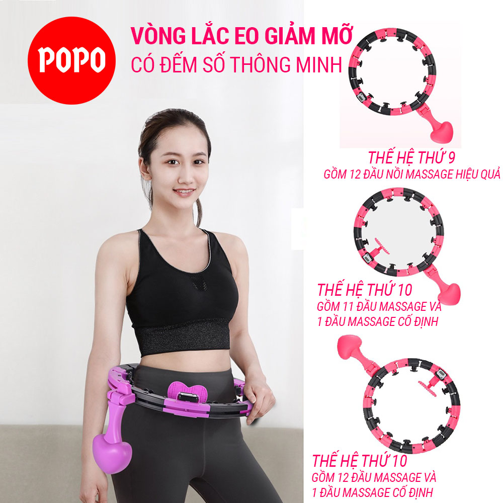 Vòng lắc eo đếm số vòng thông minh thon gọn HULA vừa massage, đốt cháy mỡ thừa FG09 có thể điều chỉnh tháo rơi SPORTY