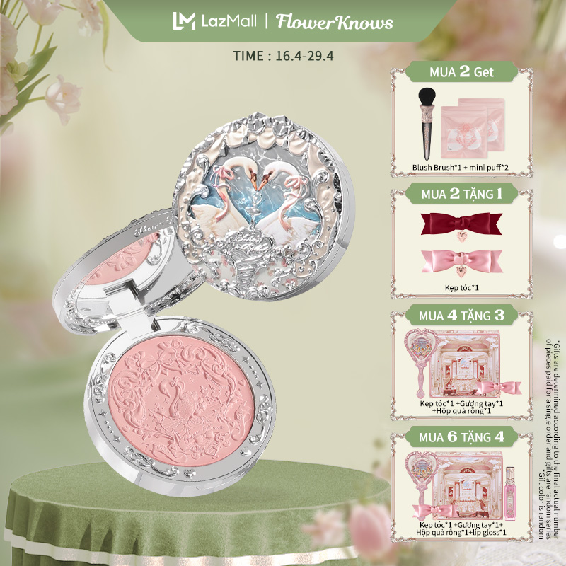 Flower Knows Phấn Má Hồng Dạng Lăn Hình Thiên Nga 5g Không kén da Swan Ballet Collection