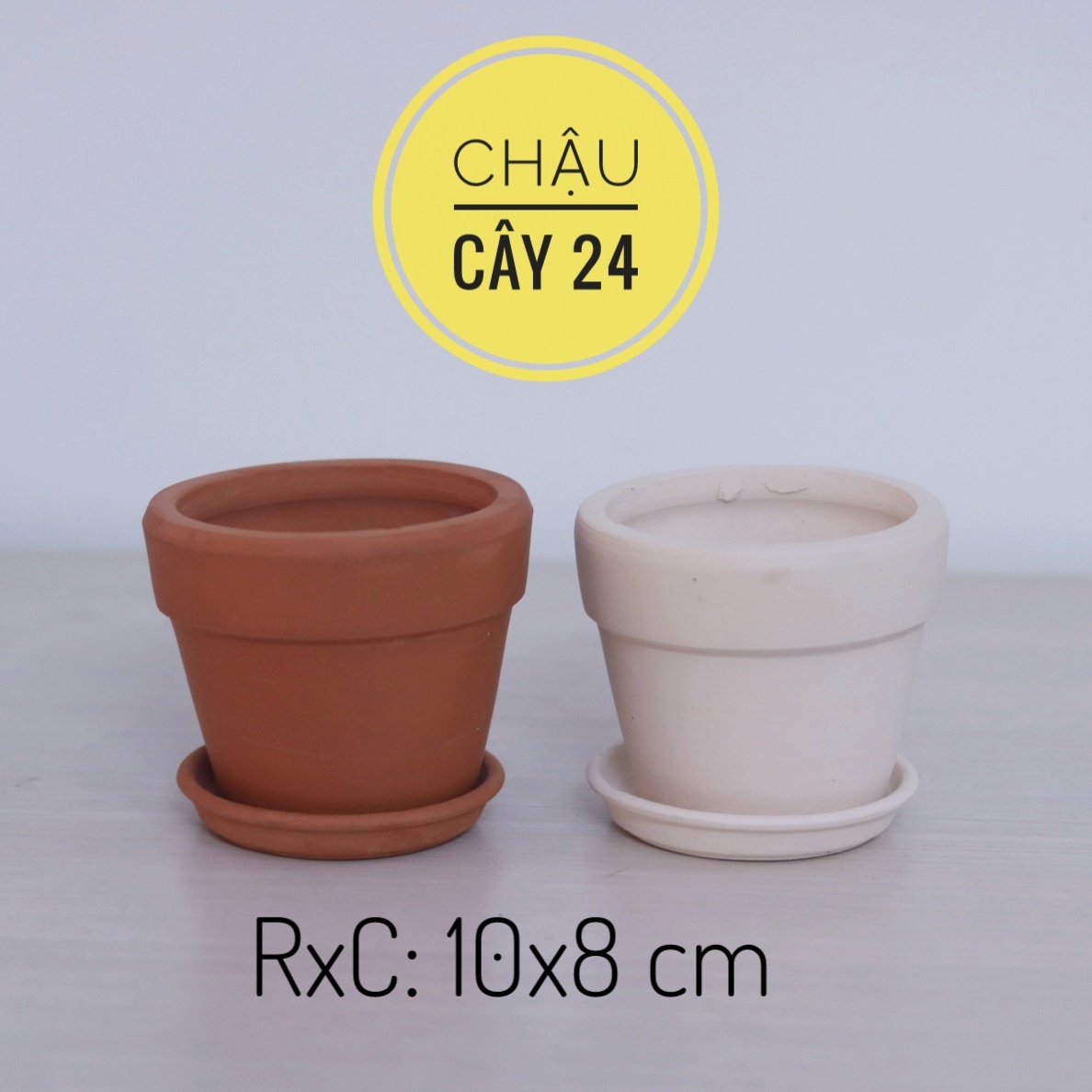 Chậu đất nung 10x8 cm (KÈM DĨA LÓT) trồng sen đá xương rồng, cây cảnh mini