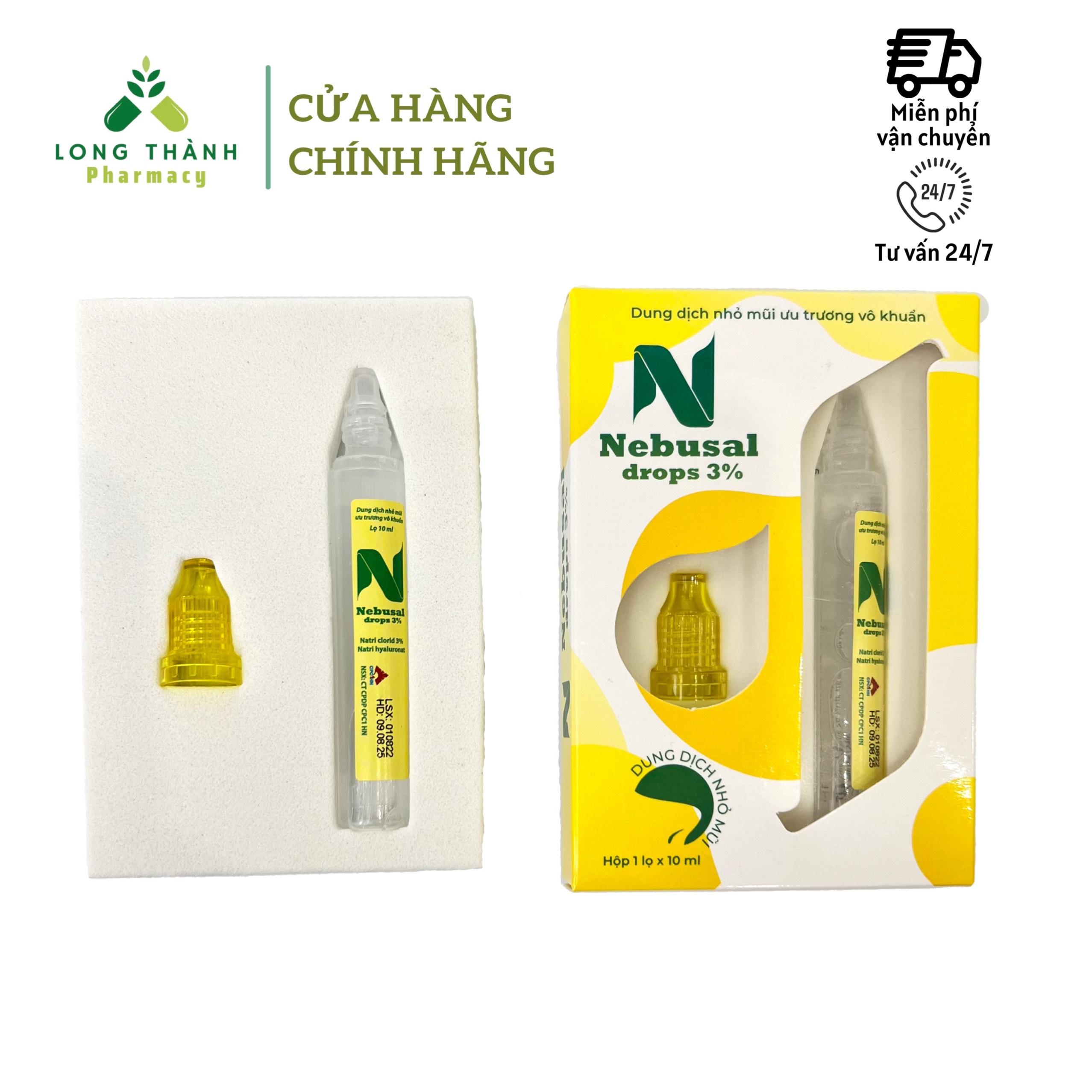 Dung dịch nhỏ mũi ưu trương Nebusal drops 3% - làm sạch mũi, hỗ trợ giảm nghẹt mũi 10ml