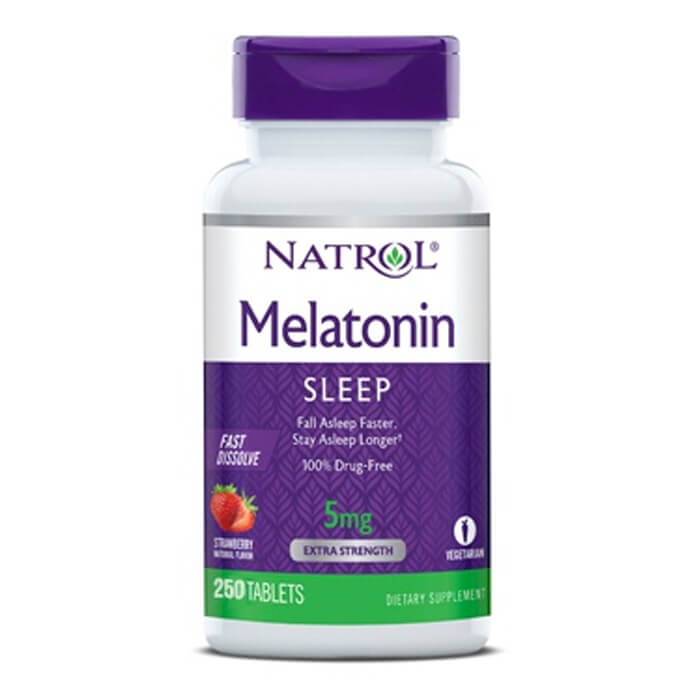Viên ngậm điều hoà giấc ngủ Natrol Melatonin Sleep 5mg 250 viên vị dâu - Liệu pháp giúp ngủ ngon và sâu giấc