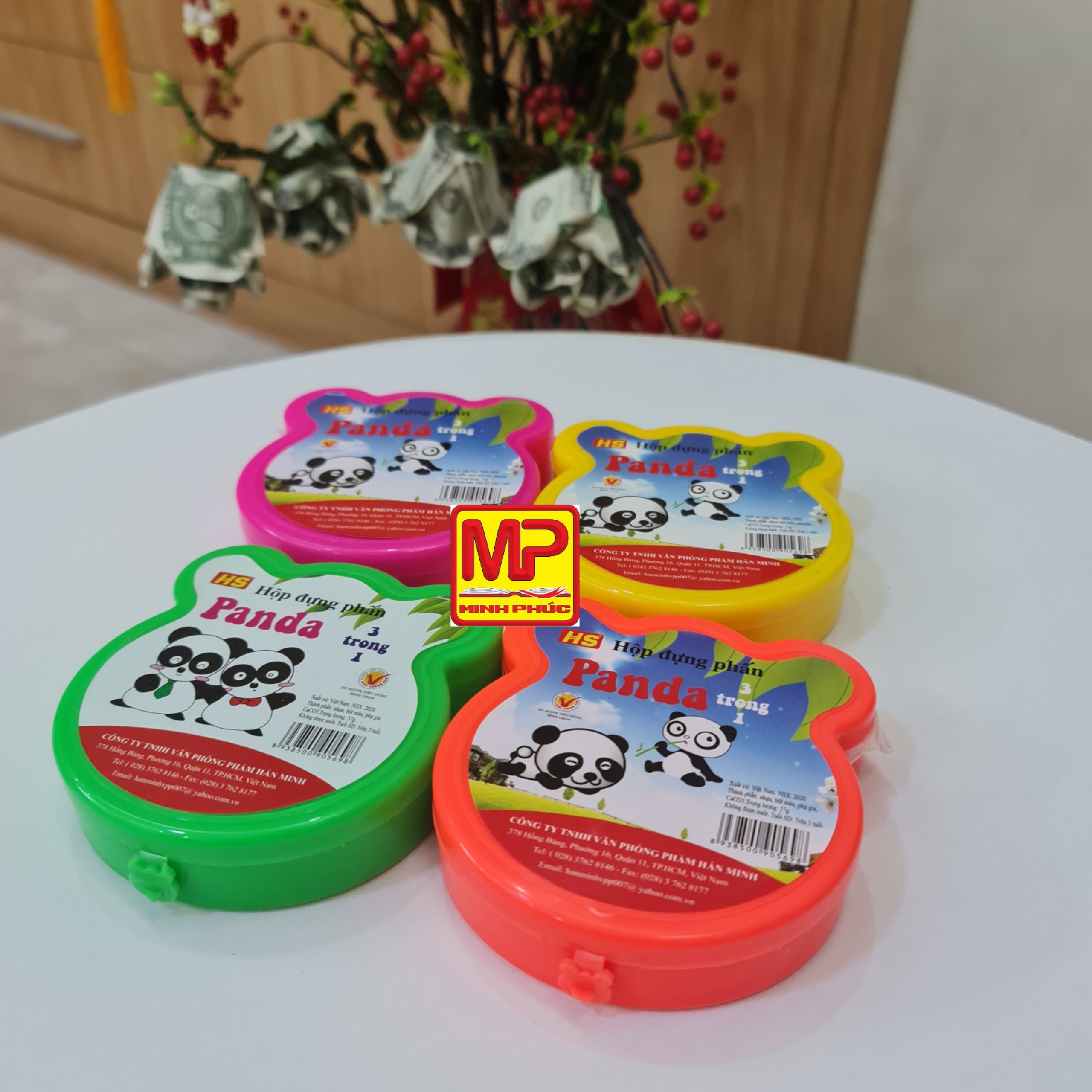 Hộp đựng phấn hán minh - hình gấu trúc, dành cho học sinh | vpp minh phúc